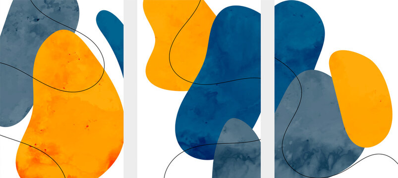 Fototapeta abstract minimalist flyers set in fluid watercolor style