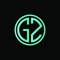 GZ MONOGRAM letter icon design on BLACK background.Creative letter GZ/ G Z logo design.
GZ initials MONOGRAM Logo design.