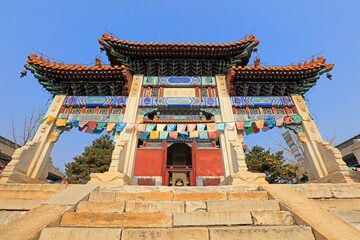 Fototapeta premium Ancient Chinese stone archway in a scenic spot, Yi County, Hebei Province, China