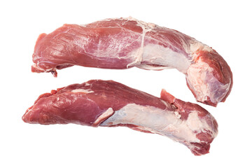 Raw pork boneless loin or tenderloin isolated on white background.