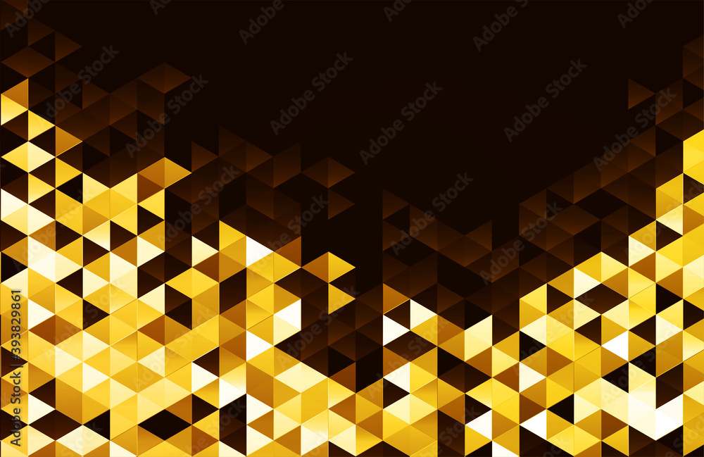 Poster abstract template background with gold triangle shapes.