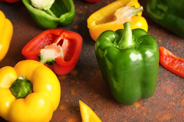 Fresh bell peppers on grunge background