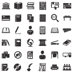 Library Icons. Black Scribble Design. Vector Illustration.