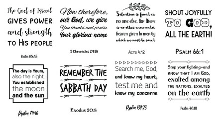 Set of Bible verses. Christian Quotes and Scripture sayings 