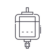 Obraz premium Dc motor icon, linear isolated illustration, thin line vector, web design sign, outline concept symbol with editable stroke on white background.