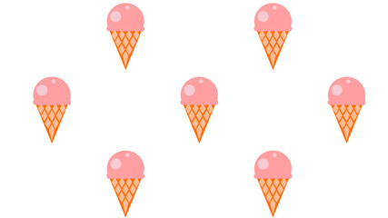 vector of ice cream pattern in waffle cone. pattern of pink ice cream in a waffle cone