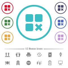 Component cancel flat color icons in circle shape outlines