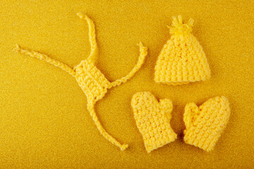 image of wool clothes gold background 