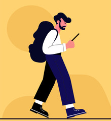 Travel man with a bag phone