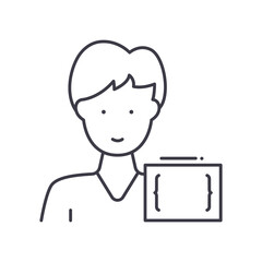 Developer icon, linear isolated illustration, thin line vector, web design sign, outline concept symbol with editable stroke on white background.