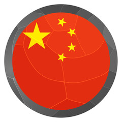Glass light ball with flag of China. Round sphere, template icon. Chinese national symbol. Glossy realistic ball, 3D abstract vector illustration highlighted on a white background. Big bubble.