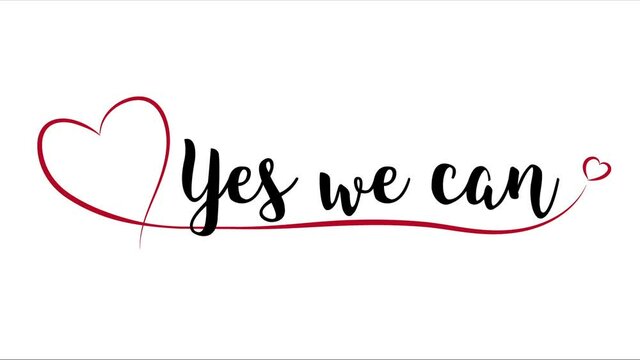 Yes we can Lettering with red heart