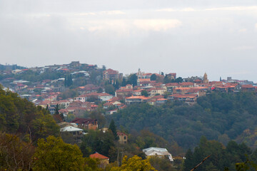 Sighnaghi village landscape and city view in Kakheti, Georgia