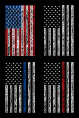 Grunge usa / police / firefighter flag vector design.
