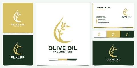 Naklejka premium Olive oil logo design and business cards