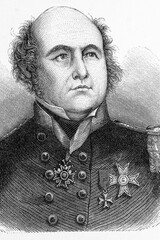 Fototapeta premium Sir John Franklin. British Royal navy officer and arctic explorer. Napoleonic wars. 1786-1847. Antique illustration. 1895.