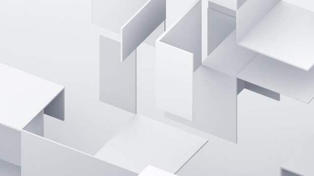 Abstract 3d render, white geometric background, modern animation, motion design, 4k video