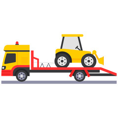 Naklejka na ściany i meble Bulldozer Special transport, Oversize Load Vehicle Icon, Heavy Hauler Vector Design, Trucks with trailers symbol, Overweight and oversize Transport Carrier Sign, Project Cargo and Logistics