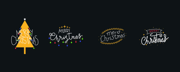 Set of christmas greeting badge vectors