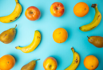 background with fruits apples bananas pears oranges