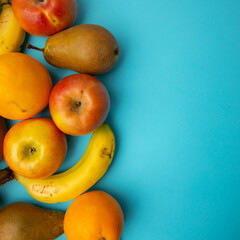 background with fruits apples bananas pears oranges