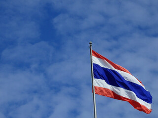 Thailand flag with blue sky background