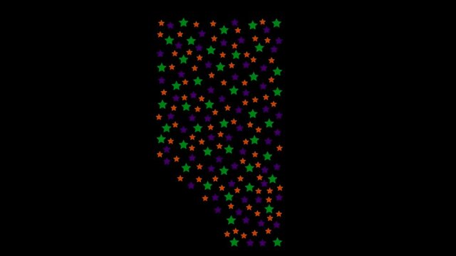 Alberta province of Canada map background with colored stars of different sizes video