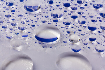 Water drops texture background. Water drops. Blue.Selective focus.