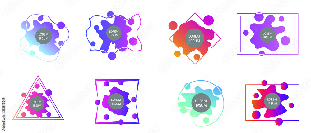 Poster set of abstract modern graphic elements. colorful vector gradient shapes composition. template for d