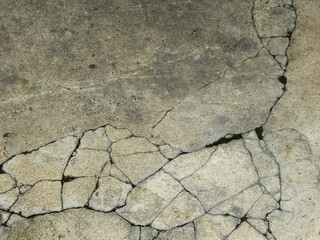 Cracked concrete texture closeup background, dirty floor
