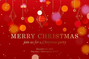 Christmas banner. Horizontal web banner template. Abstract web design, can used for header, footer, layout, letterhed, landing page. Vector illustration