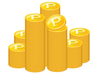 綺麗に積み重なったゴールドのポイントコイン