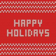 Fototapeta na wymiar Happy holidays red knitting warm vector card