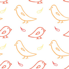 Seamless outline birds pattern made in vector