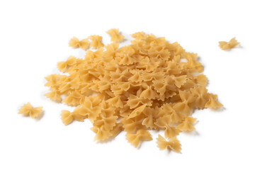 Farfalle, pasta italiana isolata su fondo bianco 