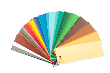 Opened color guide book isolated on white background. Color palette