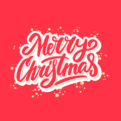 Merry Christmas. Vector lettering greeting card.