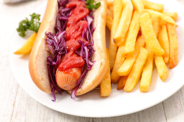hot dog and french fries