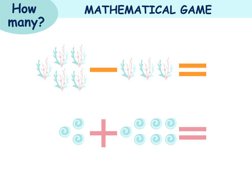 mathematical examples of addition and subtraction. educational page for children. sea world - Powered by Adobe