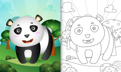 coloring book for kids with a cute panda bear character illustration