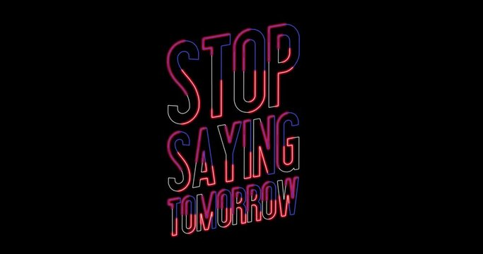 Werbung und Marketing Banner f&uuml;r Fitnessstudio Werbekampagne Sport Stop Saying Tomorrow Mitgliedschaft Fitness Club Motivation Workout und Fitness Werben Gym Zitat Motivation Typografie Poster Konzept