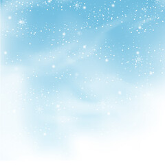 Falling snow isolated on blue background. For greeting card merry christmas, web site, poster, placard and wallpaper. Falling snow background