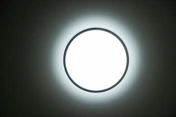 Round led ceiling lamp background. Electrical and saving lighting.