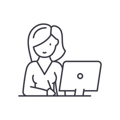 Designer icon, linear isolated illustration, thin line vector, web design sign, outline concept symbol with editable stroke on white background.