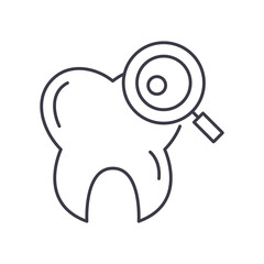 Dental examination icon, linear isolated illustration, thin line vector, web design sign, outline concept symbol with editable stroke on white background.