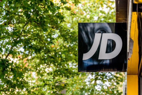 Northampton UK October 5, 2017: JD Sports Logo Sign In Northampton Town Centre.