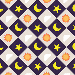 Sun moon pattern on purple gray background