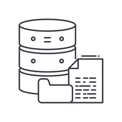 Database idea icon, linear isolated illustration, thin line vector, web design sign, outline concept symbol with editable stroke on white background.