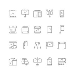 Set line icons of outdoor advertising