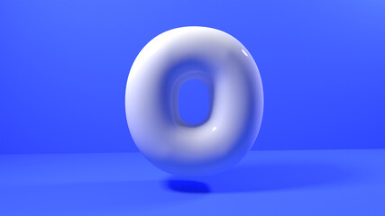3d blue bubble plastic on blue background letters o